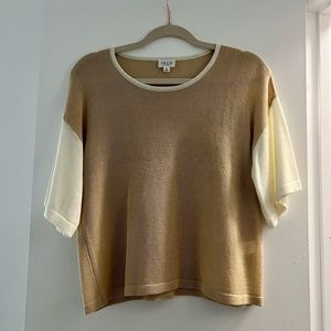Nude and Cream Knit Short-sleeve Shirt